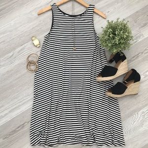 Women Black & White Stripe Tank Dress